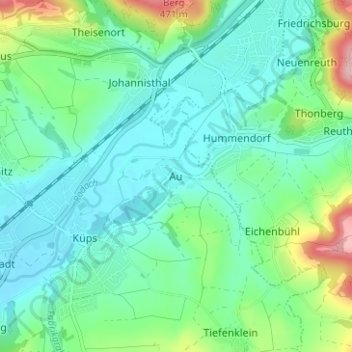 Auの地形図、標高、地勢
