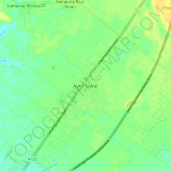 Ayer Tawarの地形図、標高、地勢