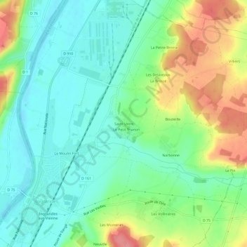 Saint-Ustreの地形図、標高、地勢