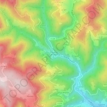 La Chapelle-sous-Rochepauleの地形図、標高、地勢