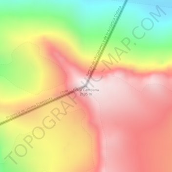 Cerro Campanaの地形図、標高、地勢