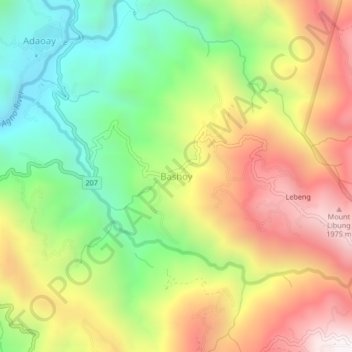 Bashoyの地形図、標高、地勢