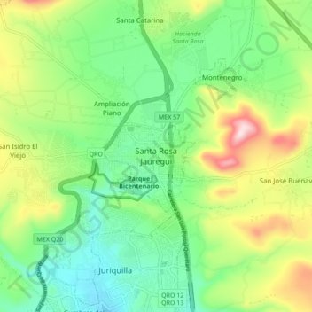 Santa Rosa Jaureguiの地形図、標高、地勢