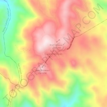 Cuajimoloyasの地形図、標高、地勢