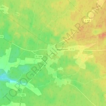 Jouéの地形図、標高、地勢