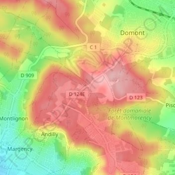 La Croix-Blancheの地形図、標高、地勢