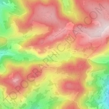 Preslesの地形図、標高、地勢