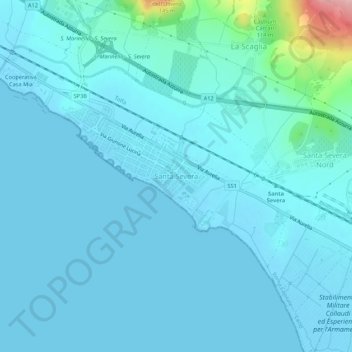 Santa Severaの地形図、標高、地勢