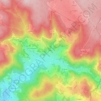 Biereの地形図、標高、地勢