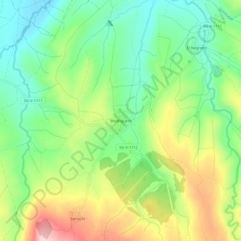 Madrigueraの地形図、標高、地勢