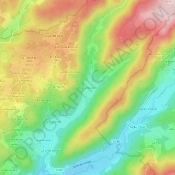 Magny Maubertの地形図、標高、地勢