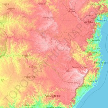Santa Catarinaの地形図、標高、地勢