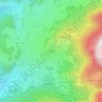 St. Valentinの地形図、標高、地勢