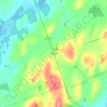 Bailieboroの地形図、標高、地勢
