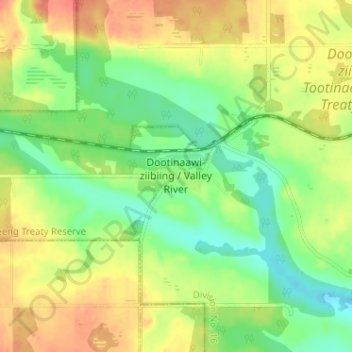 Valley Riverの地形図、標高、地勢