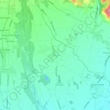 Primulaccoの地形図、標高、地勢