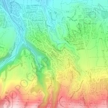 Grande Montéeの地形図、標高、地勢