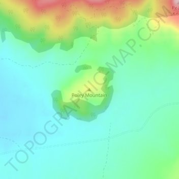 Poley Mountainの地形図、標高、地勢