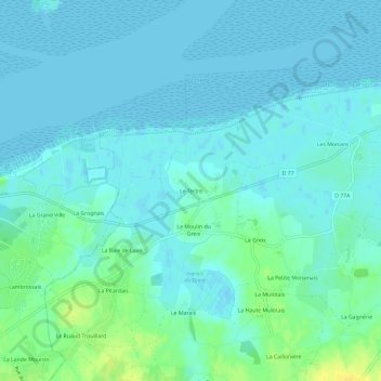 Le Tertreの地形図、標高、地勢