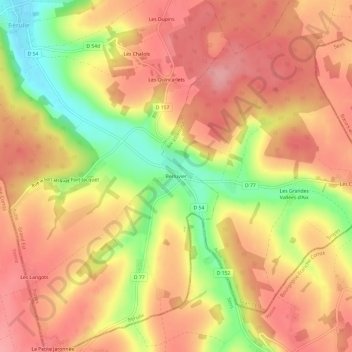 Berluvierの地形図、標高、地勢