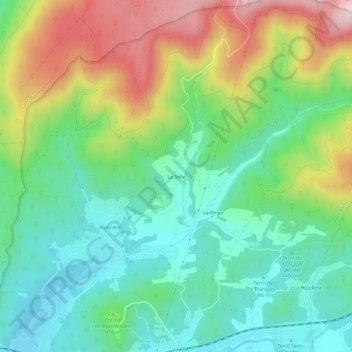 La Selleの地形図、標高、地勢