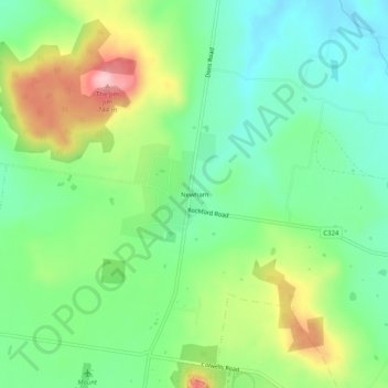 Newhamの地形図、標高、地勢