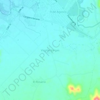 Virgilio Vargasの地形図、標高、地勢