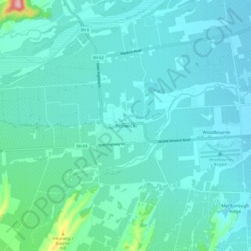 Renwickの地形図、標高、地勢