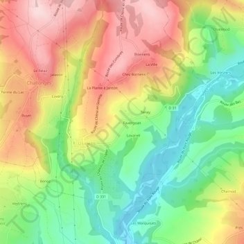 Croixの地形図、標高、地勢
