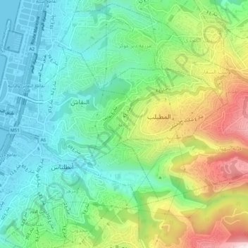Rabiehの地形図、標高、地勢