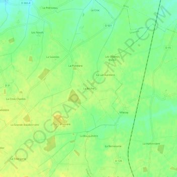 La Bricheの地形図、標高、地勢