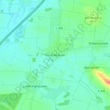 Groß Munzelの地形図、標高、地勢