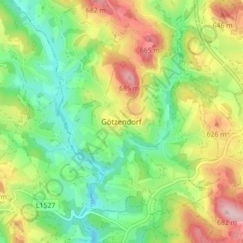 Götzendorfの地形図、標高、地勢