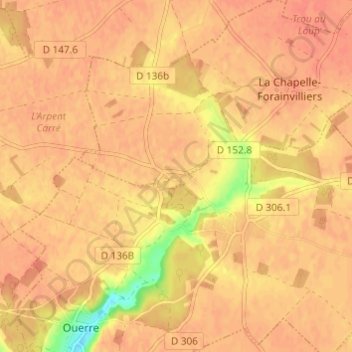 Merangleの地形図、標高、地勢