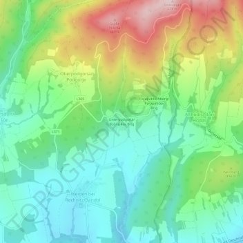 Unterpodgoriaの地形図、標高、地勢