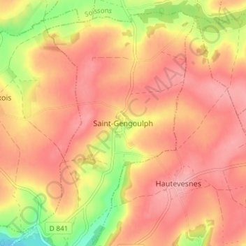 Saint-Gengoulphの地形図、標高、地勢