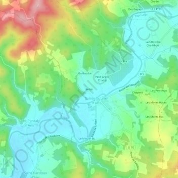 Belsisの地形図、標高、地勢