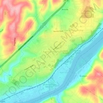 Natrona Heightsの地形図、標高、地勢