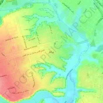 `Irqahの地形図、標高、地勢