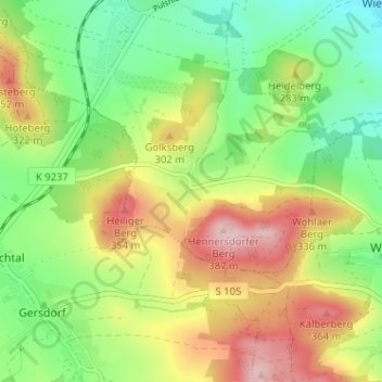 Hennersdorfの地形図、標高、地勢