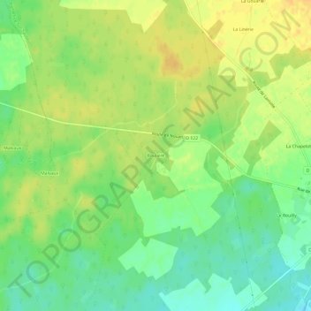 Boulaireの地形図、標高、地勢
