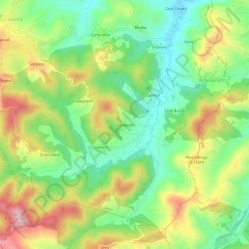 Campassoの地形図、標高、地勢