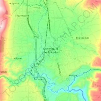 San Miguel de Salcedoの地形図、標高、地勢