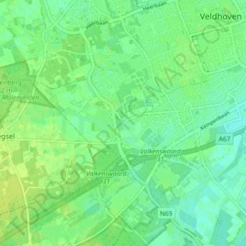 Schootの地形図、標高、地勢