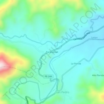 Paratushialiの地形図、標高、地勢