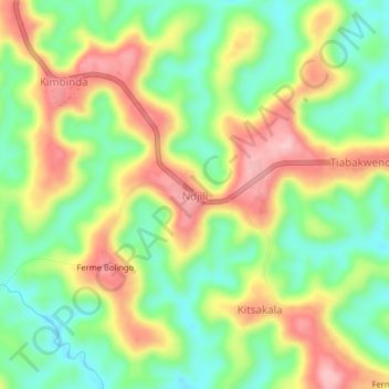 Ndjiliの地形図、標高、地勢