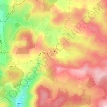 Sauveterreの地形図、標高、地勢