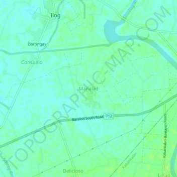 Manaladの地形図、標高、地勢