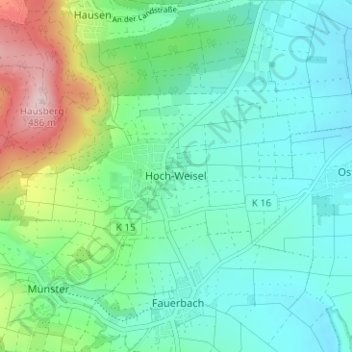 Hoch-Weiselの地形図、標高、地勢