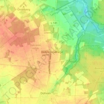 Dohren-Gehegeの地形図、標高、地勢